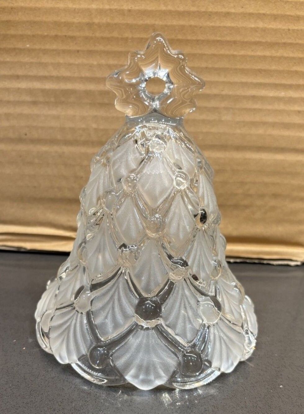 Mikasa  Winter Dreams Frosted Crystal Christmas Tree Bell, 5 1/2" Tall Germany